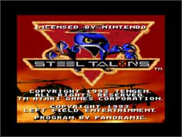 Title screen of Steel Talons on the Nintendo SNES.