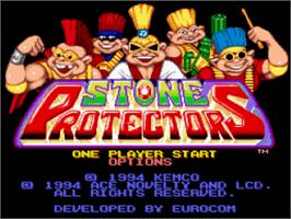 Title screen of Stone Protectors on the Nintendo SNES.