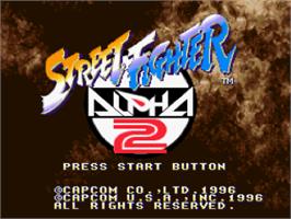 Title screen of Street Fighter Alpha 2 on the Nintendo SNES.