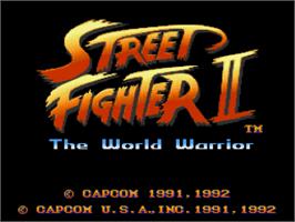 Title screen of Street Fighter II: The World Warrior on the Nintendo SNES.