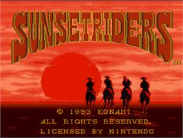 Title screen of Sunset Riders on the Nintendo SNES.