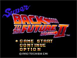 Title screen of Super Back to the Future: Part II on the Nintendo SNES.