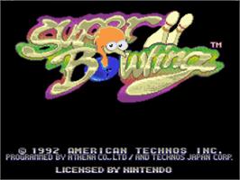 Title screen of Super Bowling on the Nintendo SNES.