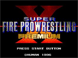 Title screen of Super Fire Pro Wrestling Premium X on the Nintendo SNES.