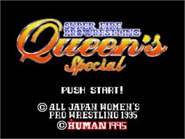 Title screen of Super Fire Pro Wrestling Queen's Special on the Nintendo SNES.