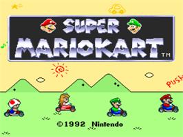 Title screen of Super Mario Kart on the Nintendo SNES.