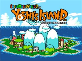 Title screen of Super Mario World 2: Yoshi's Island on the Nintendo SNES.
