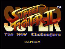 Title screen of Super Street Fighter II: The New Challengers on the Nintendo SNES.