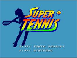 Title screen of Super Tennis on the Nintendo SNES.