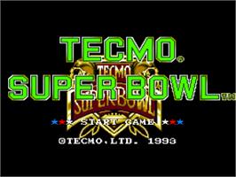 Title screen of Tecmo Super Bowl on the Nintendo SNES.