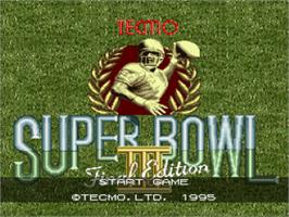 Title screen of Tecmo Super Bowl III: Final Edition on the Nintendo SNES.