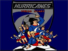 Title screen of The Hurricanes on the Nintendo SNES.