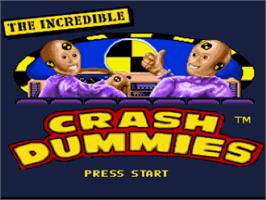 Title screen of The Incredible Crash Dummies on the Nintendo SNES.