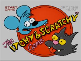 Title screen of The Itchy & Scratchy Game on the Nintendo SNES.