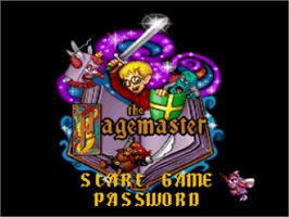 Title screen of The Pagemaster on the Nintendo SNES.