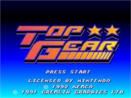 Title screen of Top Gear on the Nintendo SNES.