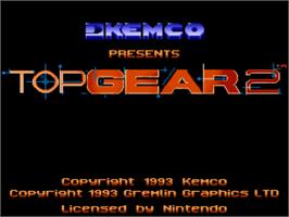 Title screen of Top Gear 2 on the Nintendo SNES.