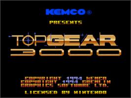 Title screen of Top Gear 3000 on the Nintendo SNES.
