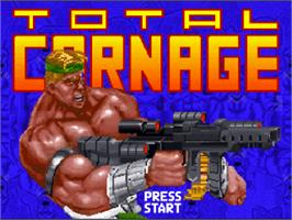 Title screen of Total Carnage on the Nintendo SNES.