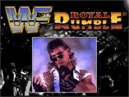 Title screen of WWF Royal Rumble on the Nintendo SNES.