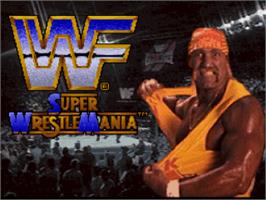 Title screen of WWF Super Wrestlemania on the Nintendo SNES.