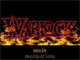 Title screen of Warlock on the Nintendo SNES.