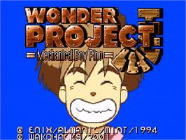 Title screen of Wonder Project J: Kikai no Shounen Pino on the Nintendo SNES.