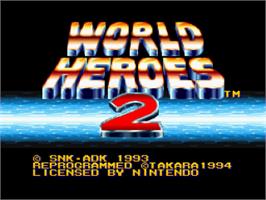 Title screen of World Heroes 2 on the Nintendo SNES.