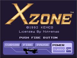 Title screen of X-Zone on the Nintendo SNES.