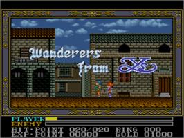 Title screen of Ys III: Wanderers from Ys on the Nintendo SNES.