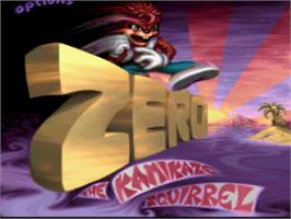 Title screen of Zero the Kamikaze Squirrel on the Nintendo SNES.