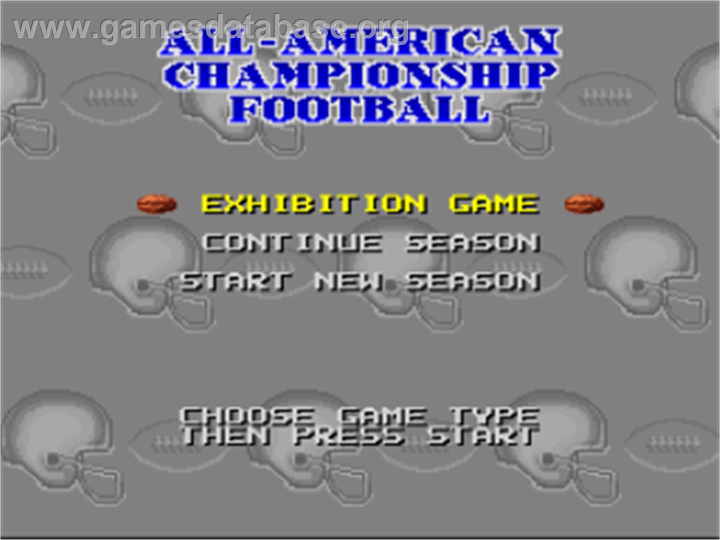All-American Championship Football - Nintendo SNES - Artwork - Title Screen