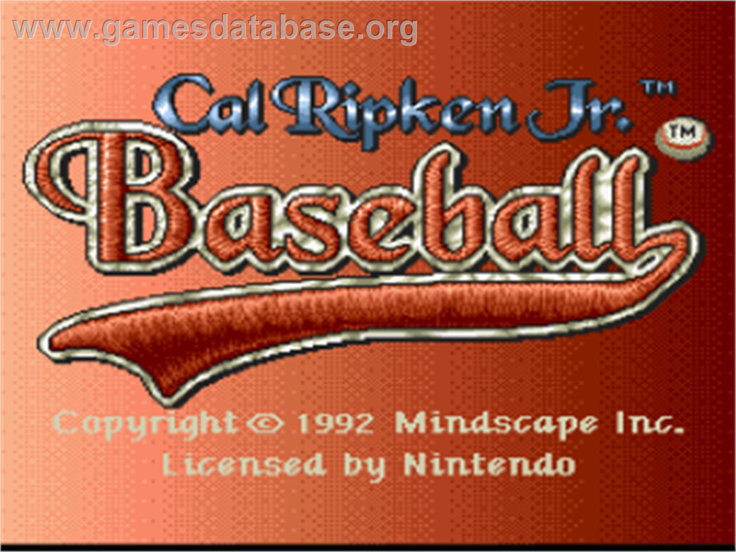 Cal Ripken Jr. Baseball - Nintendo SNES - Artwork - Title Screen