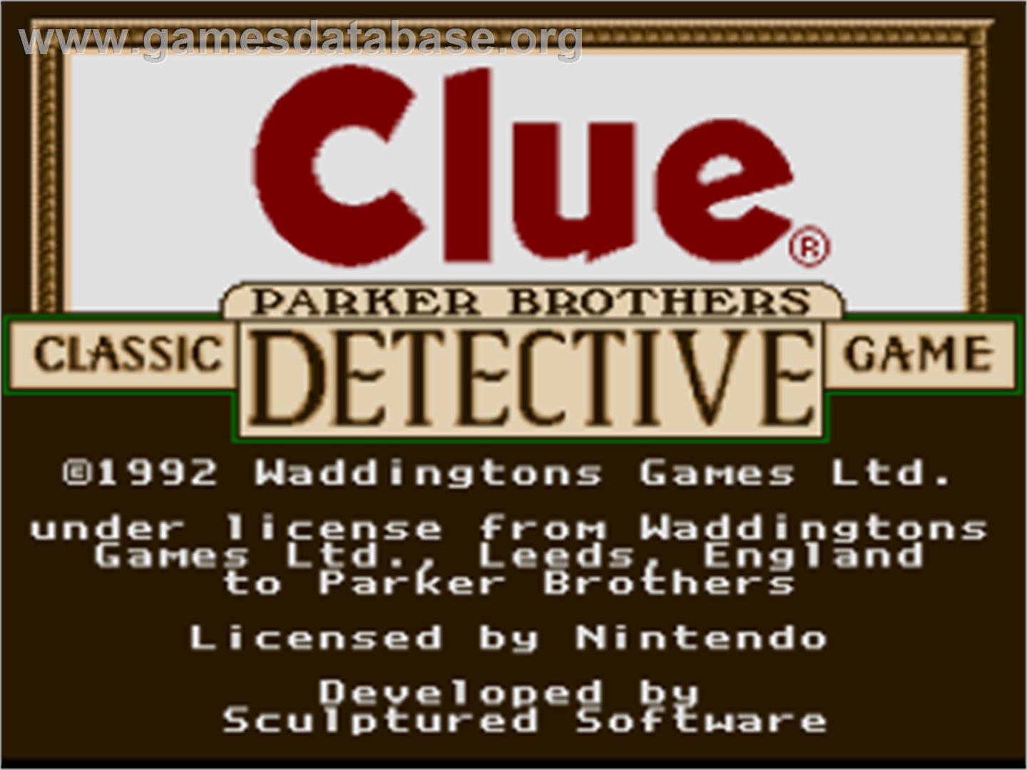 Clue - Nintendo SNES - Artwork - Title Screen
