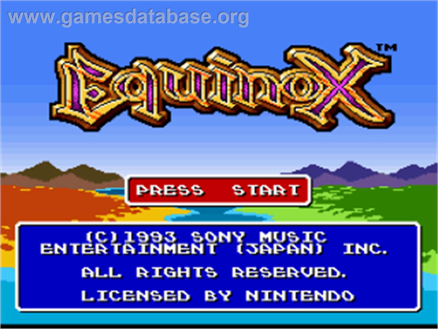 Equinox - Nintendo SNES - Artwork - Title Screen