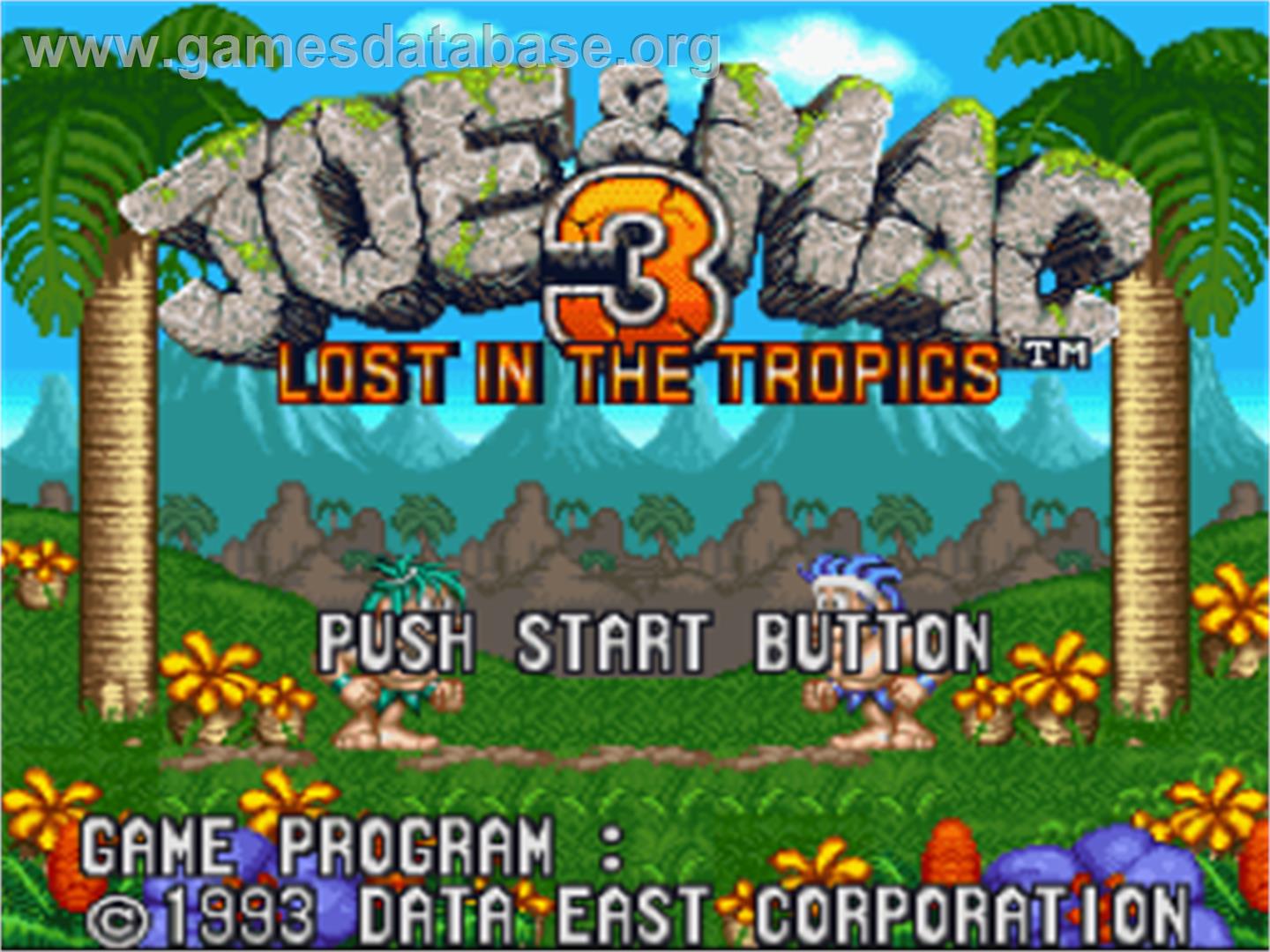 Joe & Mac 2: Lost in the Tropics - Nintendo SNES - Artwork - Title Screen