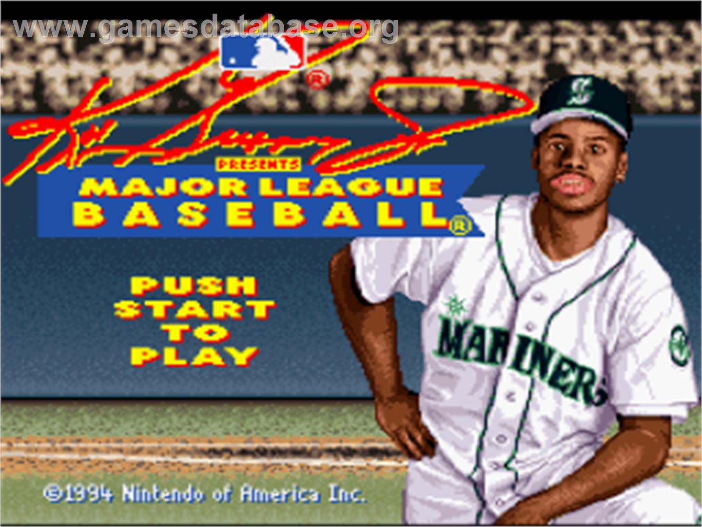 Ken Griffey Jr Presents Major League Baseball - Nintendo SNES - Artwork - Title Screen