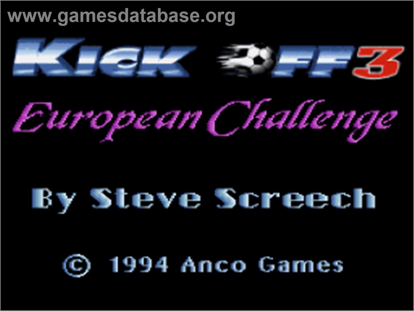 Kick Off 3: European Challenge - Nintendo SNES - Artwork - Title Screen