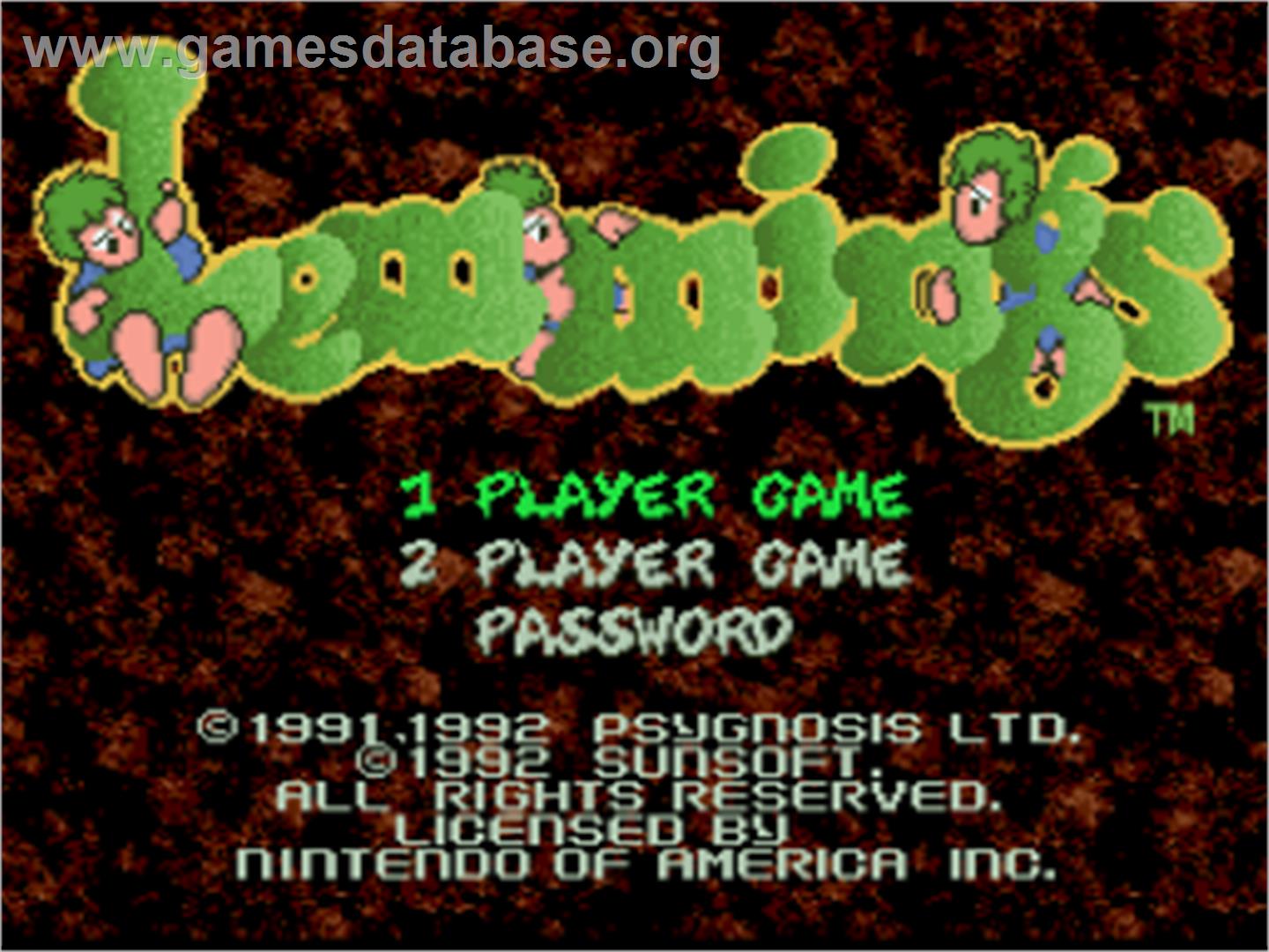 Lemmings - Nintendo SNES - Artwork - Title Screen
