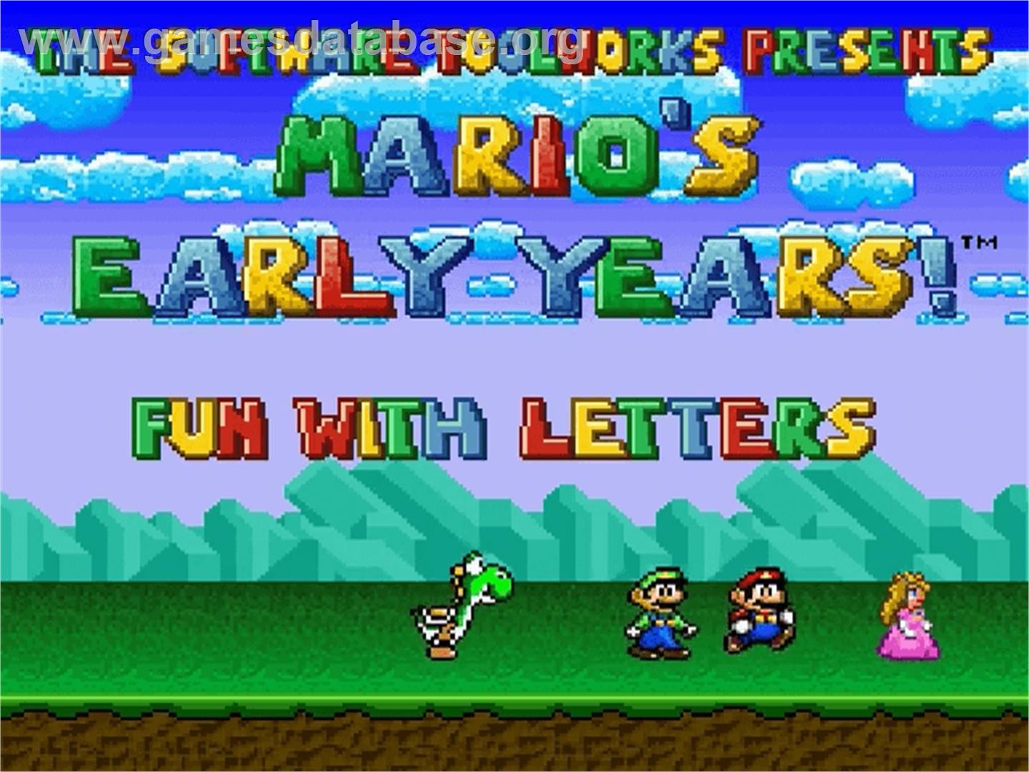 Mario's Early Years: Fun With Letters - Nintendo SNES - Artwork - Title Screen