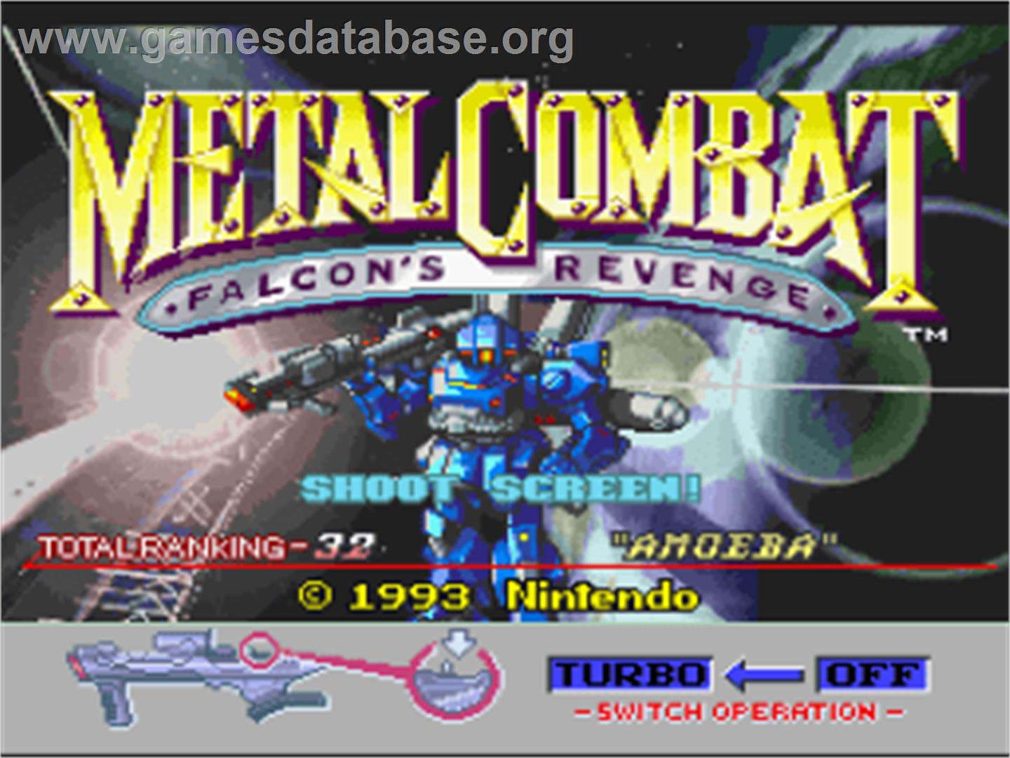 Metal Combat: Falcon's Revenge - Nintendo SNES - Artwork - Title Screen