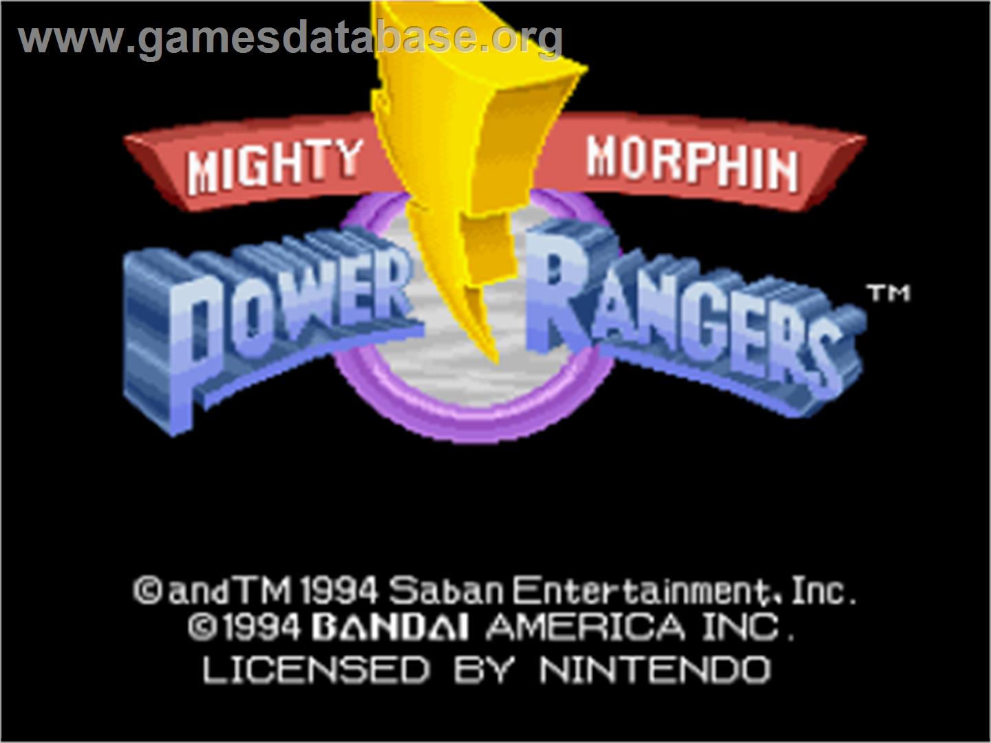 Mighty Morphin Power Rangers - Nintendo SNES - Artwork - Title Screen