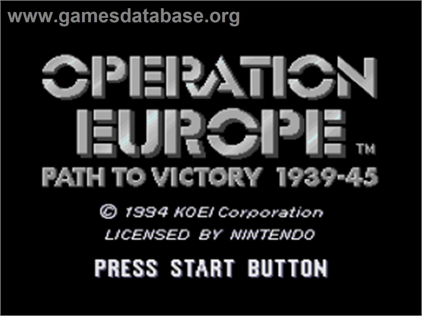 Operation Europe: Path to Victory 1939-45 - Nintendo SNES - Artwork - Title Screen