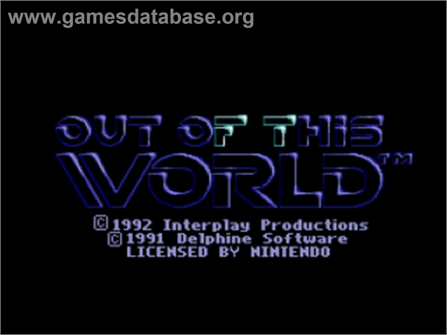 Out of This World - Nintendo SNES - Artwork - Title Screen