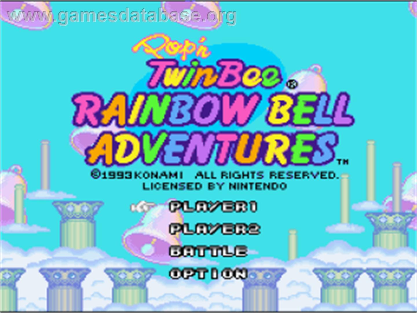 Pop'n TwinBee Rainbow Bell Adventures - Nintendo SNES - Artwork - Title Screen