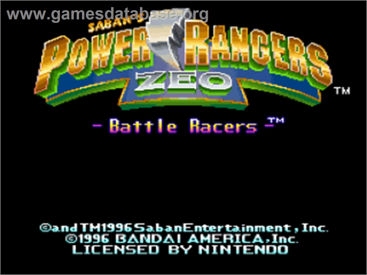 Power Rangers Zeo: Battle Racers - Nintendo SNES - Artwork - Title Screen