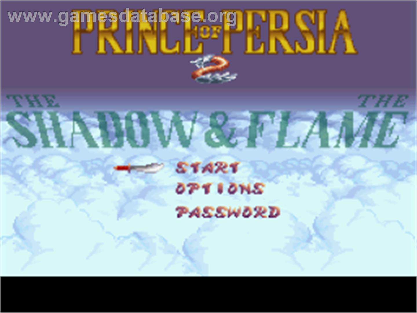Prince of Persia 2: The Shadow & The Flame - Nintendo SNES - Artwork - Title Screen