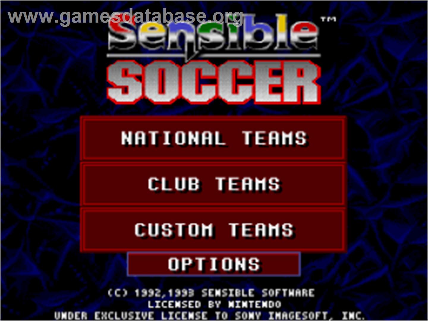 Sensible Soccer: European Champions - Nintendo SNES - Artwork - Title Screen