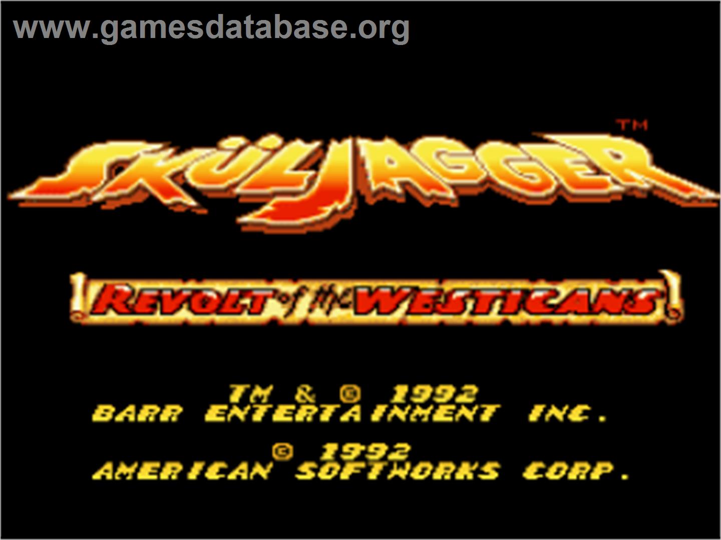 Sküljagger: Revolt of the Westicans - Nintendo SNES - Artwork - Title Screen