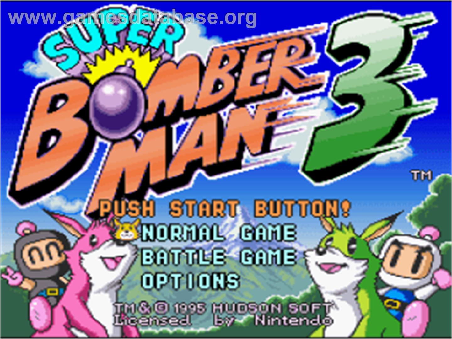 Super Bomberman 3 - Nintendo SNES - Artwork - Title Screen